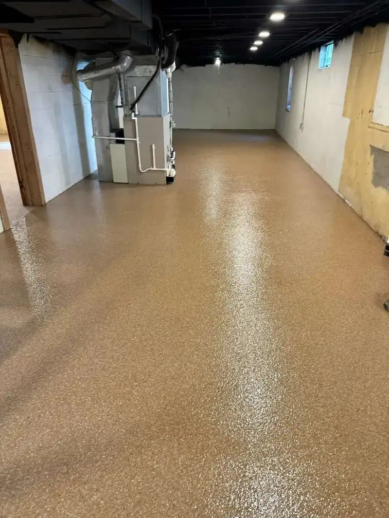 Finished moisture barrier epoxy floor for a Grand Rapids area basement