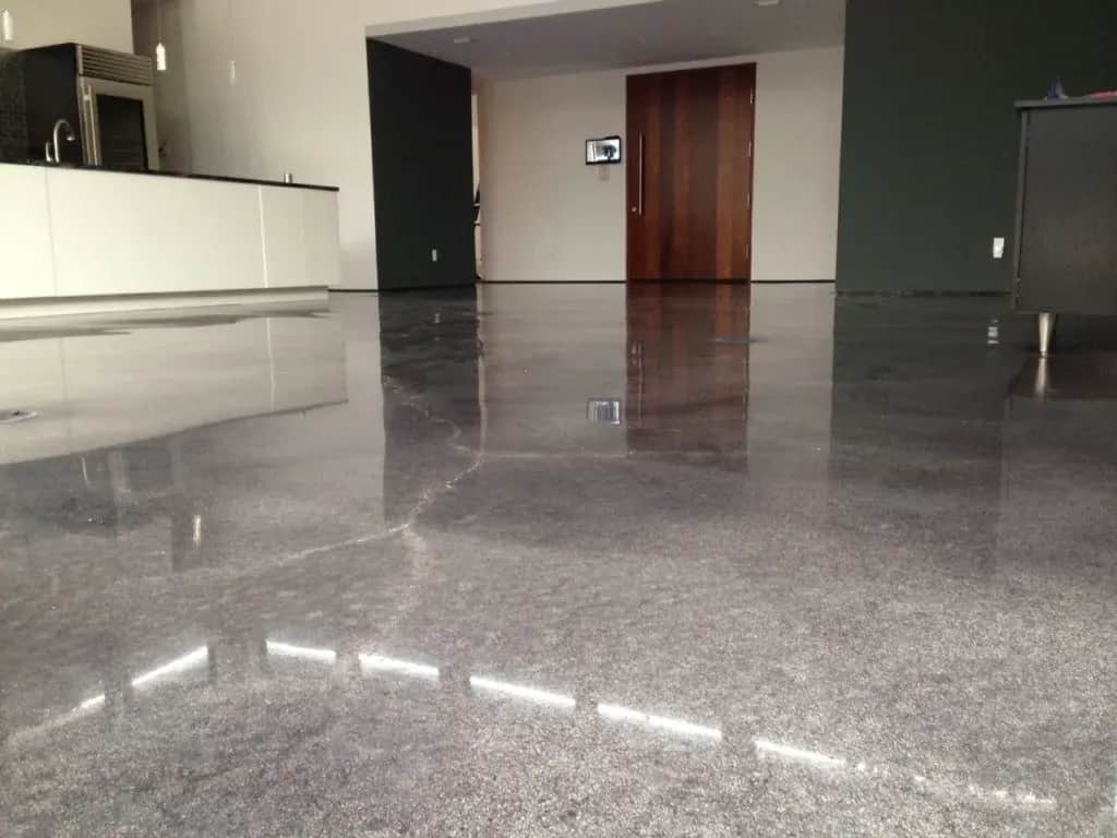 Polished concrete floor with visible natural slab variation