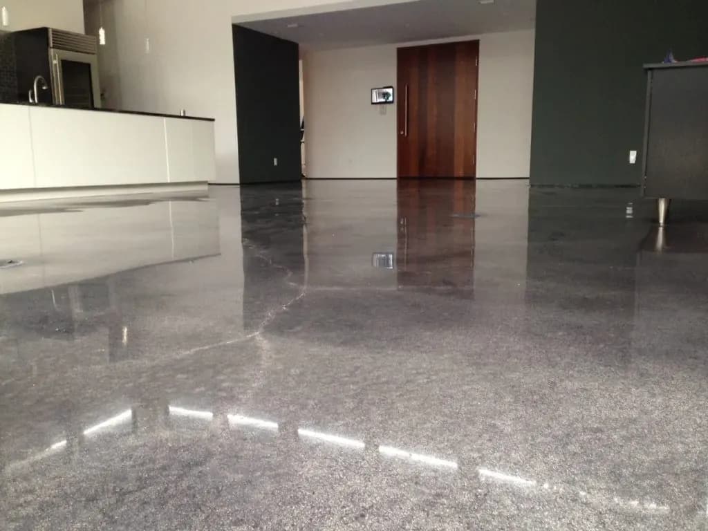 Polished concrete floor finish for a modern East Grand Rapids interior