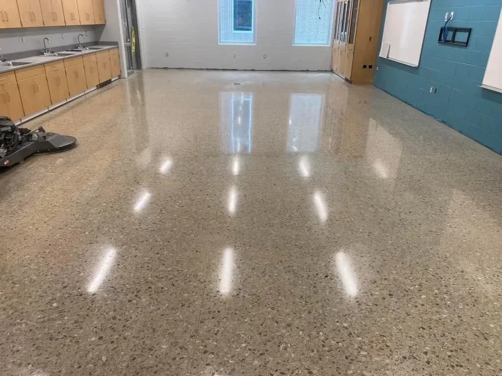 Polished concrete surface for a contemporary West Michigan remodel