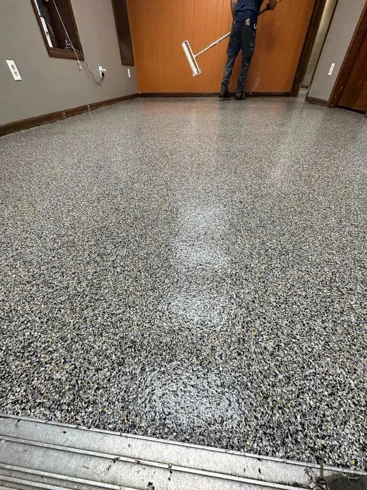 Polyaspartic floor coating project completed by High Caliber in West Michigan