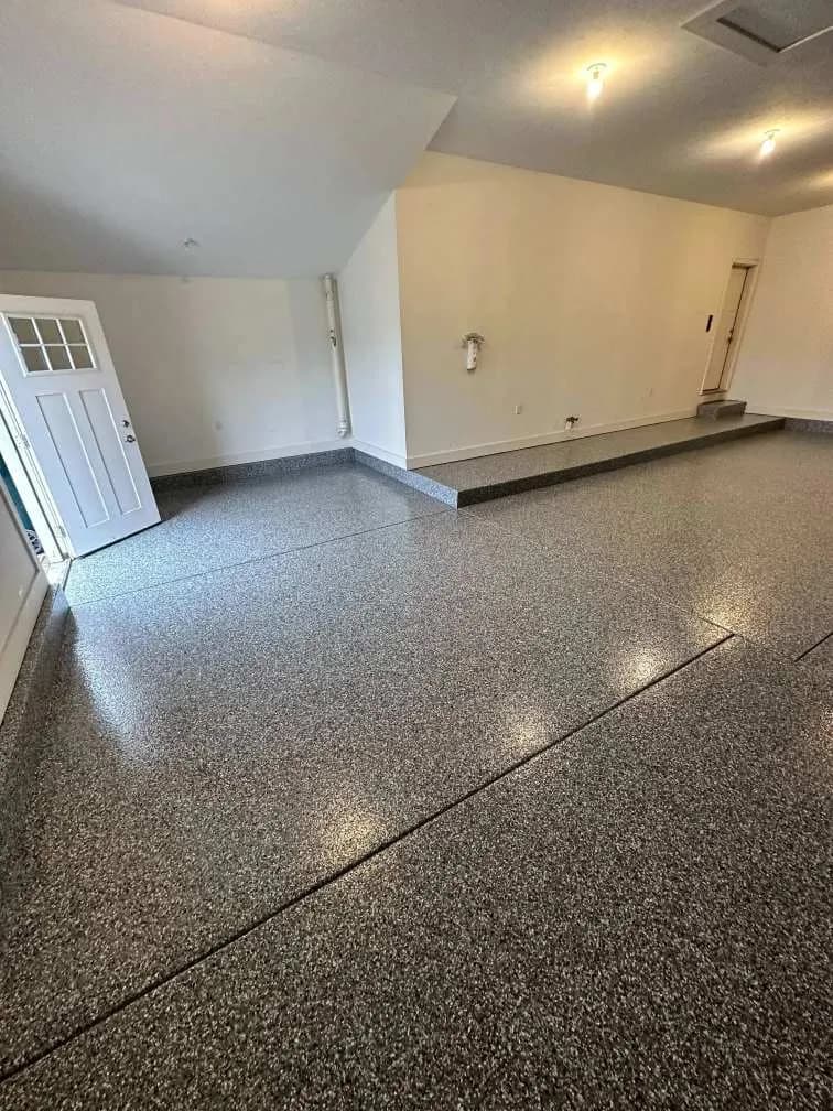 Finished polyaspartic floor coating by High Caliber Concrete Coatings