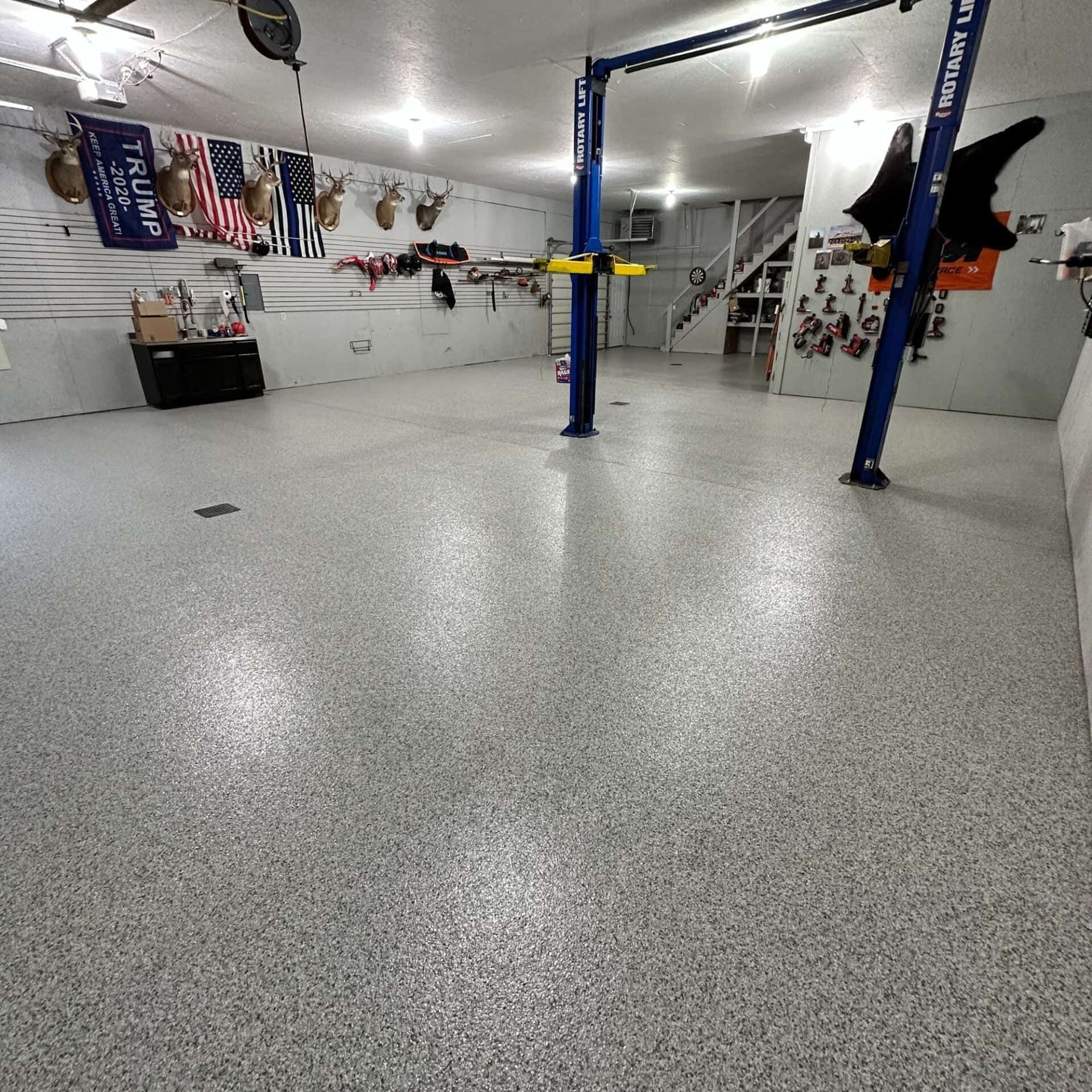 Granite hybrid epoxy flooring suited to an East Grand Rapids home remodel