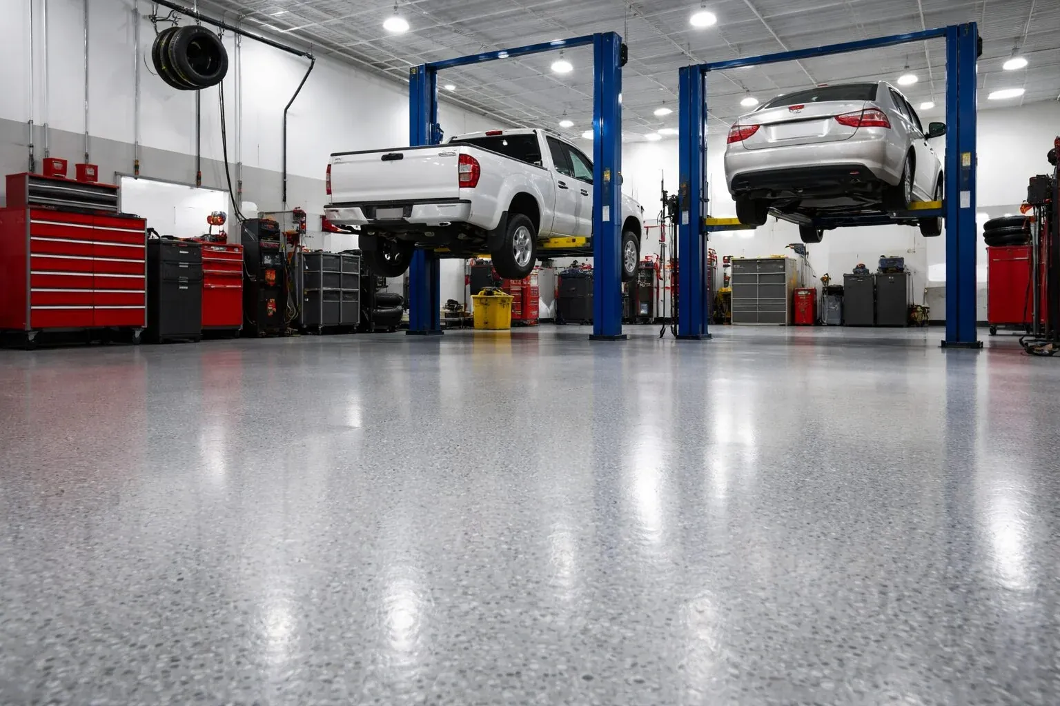 Light-industrial concrete floor coating option for Wyoming Michigan work space