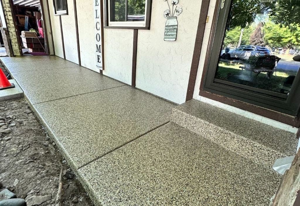 Finished exterior concrete coating serving a rural West Michigan property