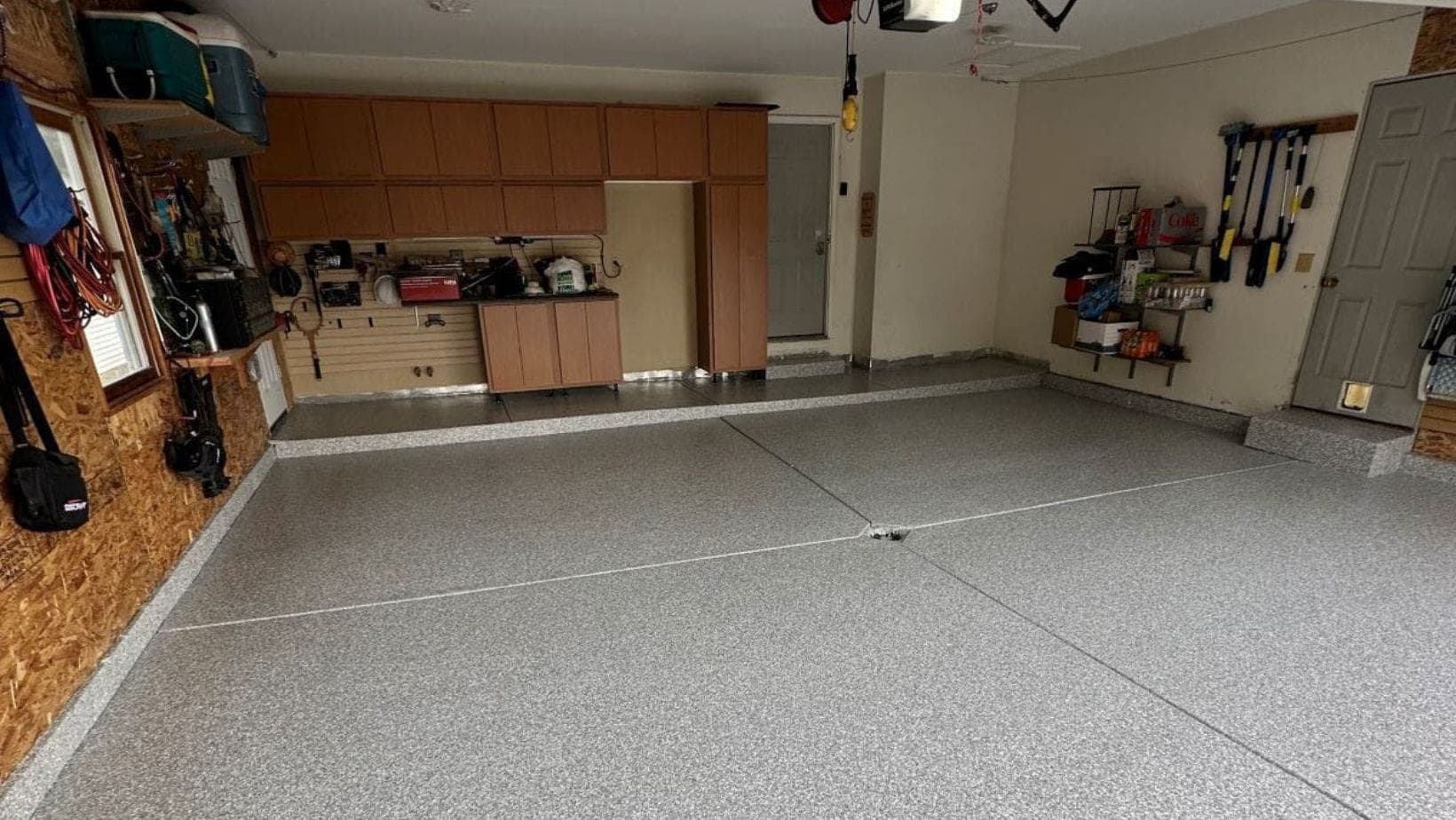 Garage after a UV-stable polyaspartic topcoat near Comstock Park MI