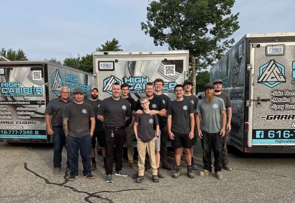 High Caliber Concrete Coatings team serving epoxy flooring customers in Zeeland Michigan