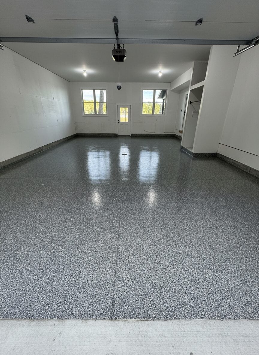 After: professionally coated garage floor